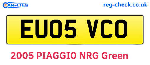EU05VCO are the vehicle registration plates.