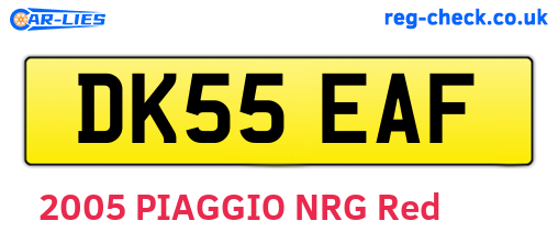 DK55EAF are the vehicle registration plates.