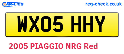 WX05HHY are the vehicle registration plates.