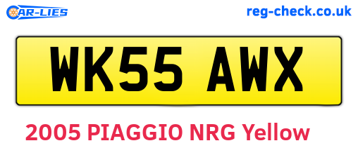 WK55AWX are the vehicle registration plates.