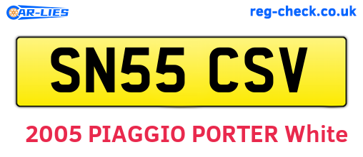 SN55CSV are the vehicle registration plates.