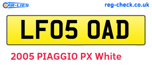 LF05OAD are the vehicle registration plates.