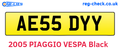 AE55DYY are the vehicle registration plates.