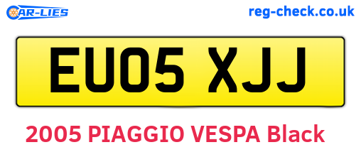 EU05XJJ are the vehicle registration plates.