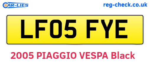 LF05FYE are the vehicle registration plates.