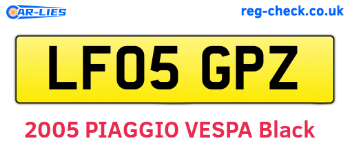LF05GPZ are the vehicle registration plates.