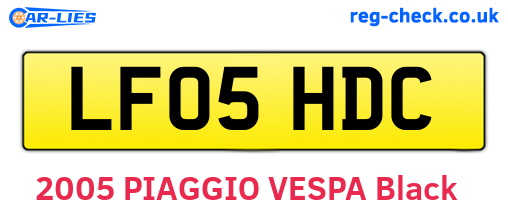 LF05HDC are the vehicle registration plates.