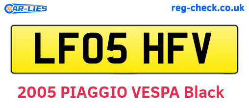 LF05HFV are the vehicle registration plates.
