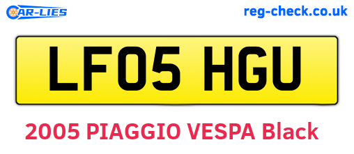 LF05HGU are the vehicle registration plates.