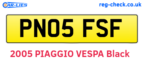 PN05FSF are the vehicle registration plates.