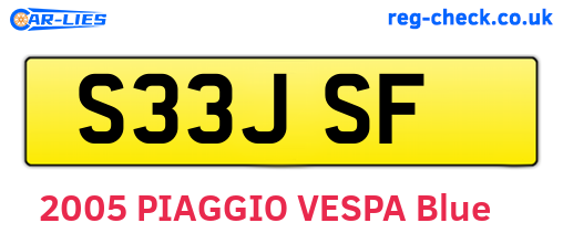 S33JSF are the vehicle registration plates.