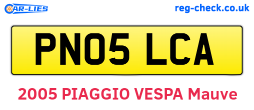 PN05LCA are the vehicle registration plates.