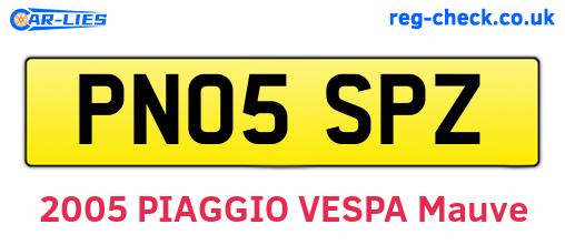 PN05SPZ are the vehicle registration plates.