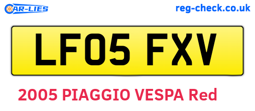 LF05FXV are the vehicle registration plates.