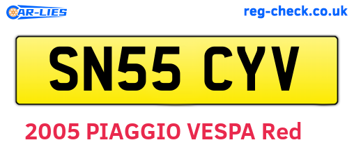SN55CYV are the vehicle registration plates.