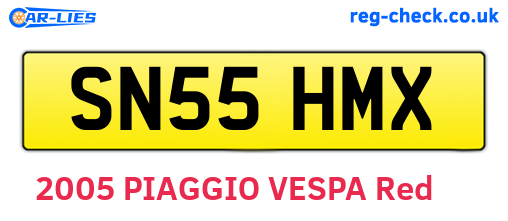 SN55HMX are the vehicle registration plates.