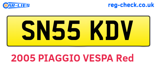 SN55KDV are the vehicle registration plates.