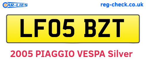 LF05BZT are the vehicle registration plates.