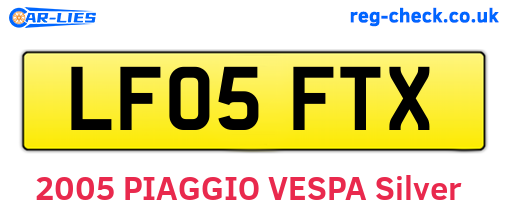 LF05FTX are the vehicle registration plates.