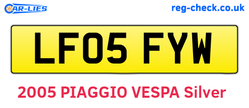 LF05FYW are the vehicle registration plates.
