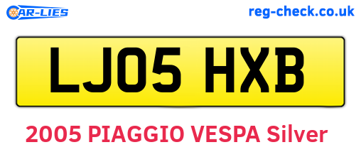 LJ05HXB are the vehicle registration plates.