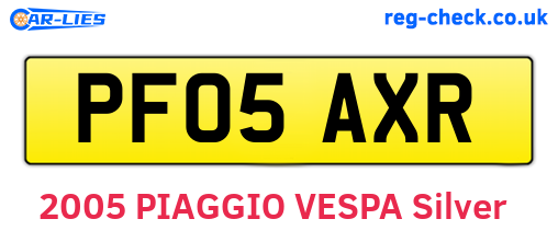 PF05AXR are the vehicle registration plates.