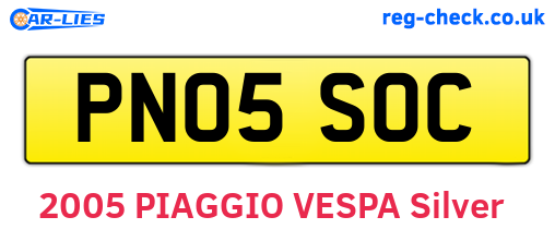 PN05SOC are the vehicle registration plates.