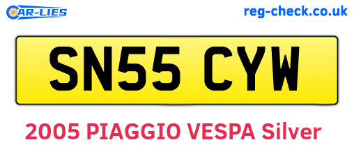 SN55CYW are the vehicle registration plates.