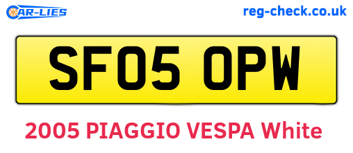 SF05OPW are the vehicle registration plates.