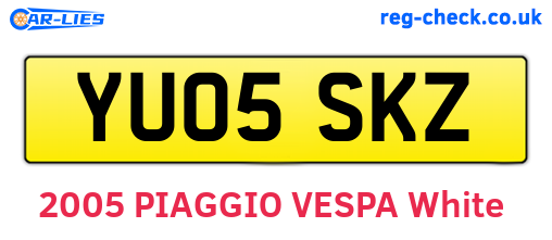 YU05SKZ are the vehicle registration plates.