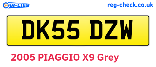 DK55DZW are the vehicle registration plates.