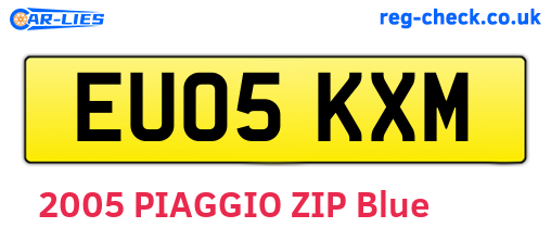 EU05KXM are the vehicle registration plates.