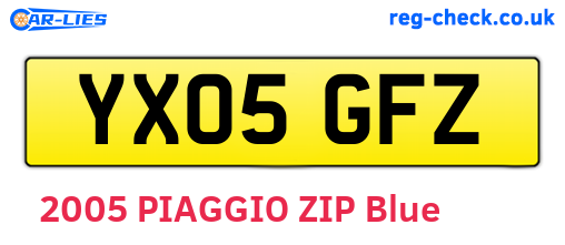 YX05GFZ are the vehicle registration plates.
