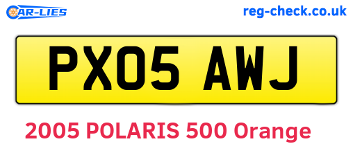 PX05AWJ are the vehicle registration plates.