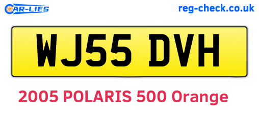 WJ55DVH are the vehicle registration plates.