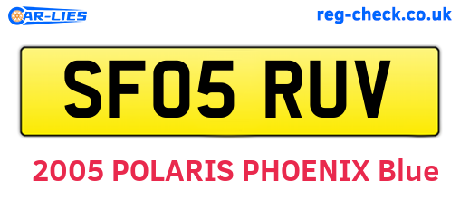 SF05RUV are the vehicle registration plates.