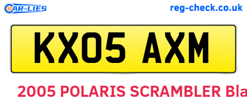 KX05AXM are the vehicle registration plates.