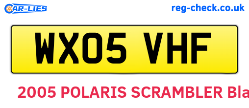 WX05VHF are the vehicle registration plates.