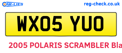 WX05YUO are the vehicle registration plates.
