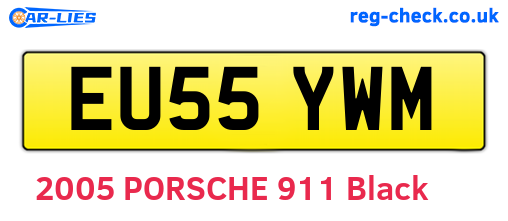 EU55YWM are the vehicle registration plates.