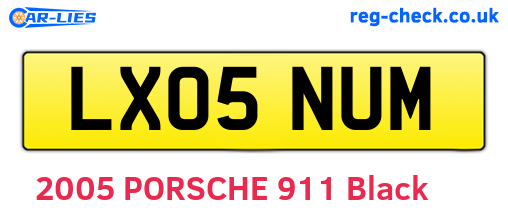 LX05NUM are the vehicle registration plates.