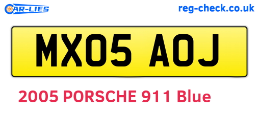 MX05AOJ are the vehicle registration plates.
