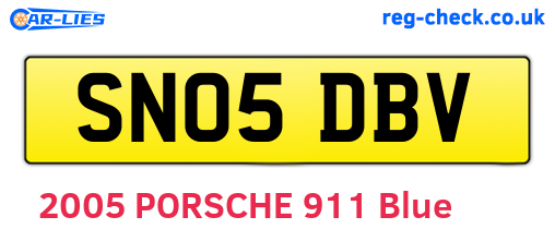 SN05DBV are the vehicle registration plates.