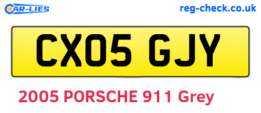 CX05GJY are the vehicle registration plates.