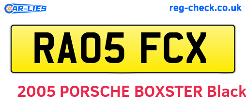 RA05FCX are the vehicle registration plates.