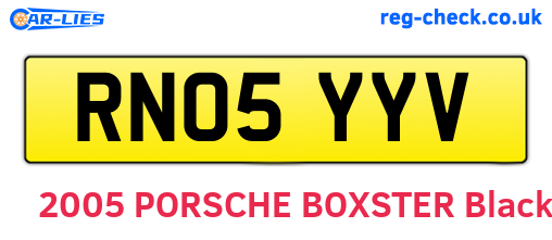 RN05YYV are the vehicle registration plates.