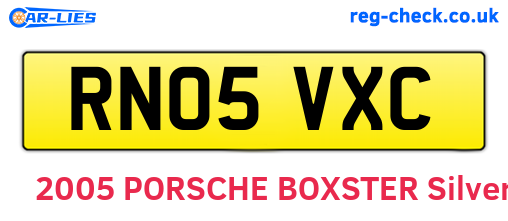 RN05VXC are the vehicle registration plates.