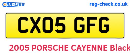 CX05GFG are the vehicle registration plates.