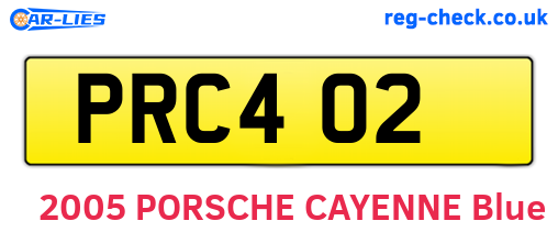 PRC402 are the vehicle registration plates.