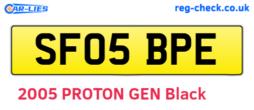 SF05BPE are the vehicle registration plates.